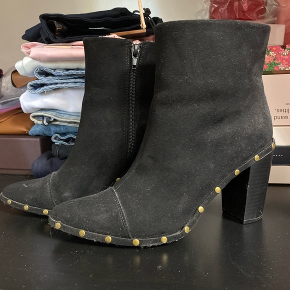 Black suedette justfab stuffed ankle boots - Picture 5 of 5